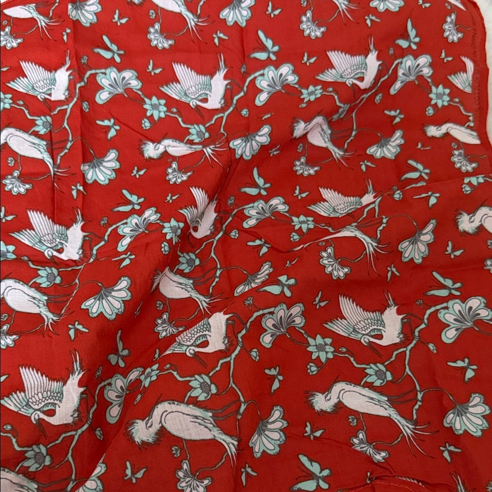 Red Bird and Floral Scarf